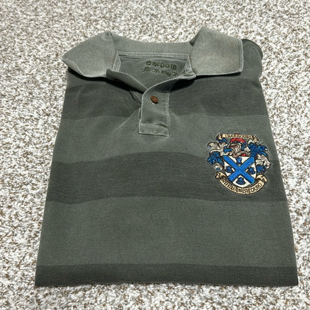 EUC Men’s Barbour Green Striped Polo Size Large